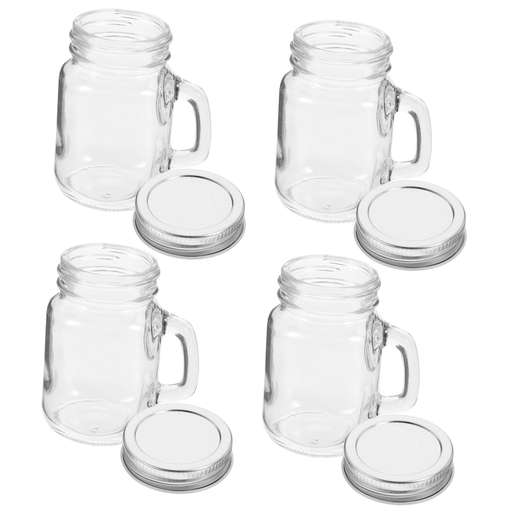 IMIKEYA 2 Sätze Mini-einmachgläser Einmachglas Mit Griff Glasbecher Mit Deckel Marmeladenglas Mit Deckel Einweckgläser Marmeladenbecher Kleiner Honigbehälter Transparent 4 Stück * 2