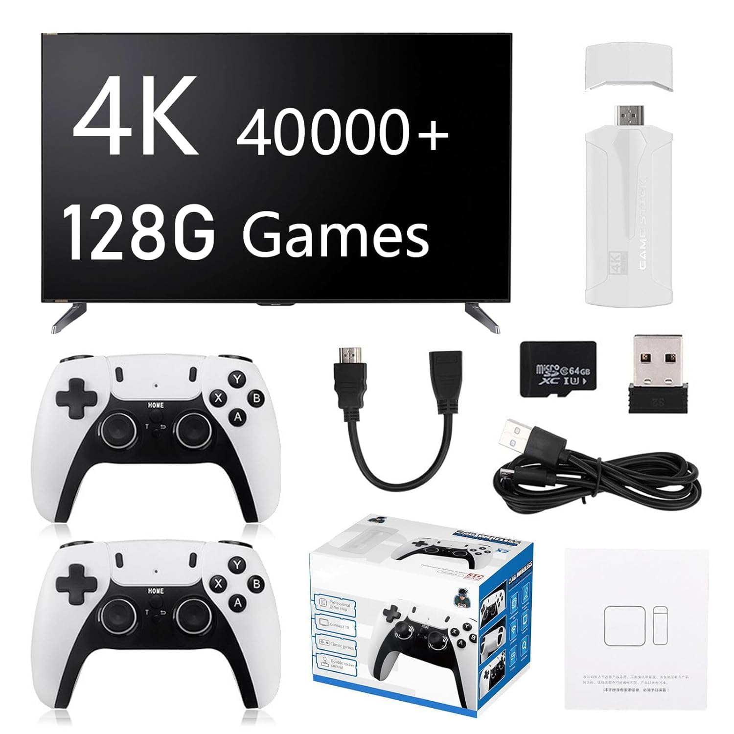YUHRSTO Zeus Retro Console, Wireless Plug and Play Video Game Stick with Multiple Built-in Games