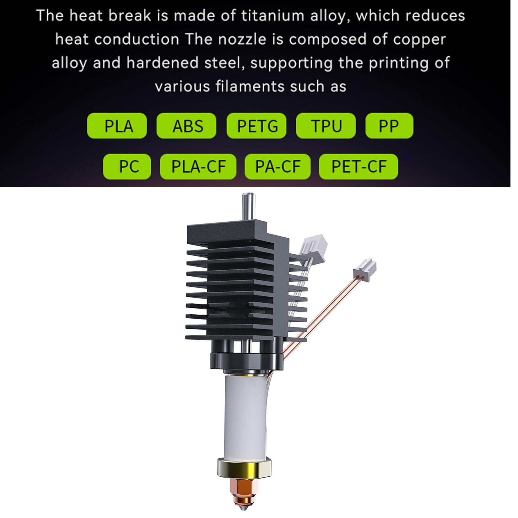 Creality K2 Plus – Kit Hotend In Ceramica 350°C Con Ugello 0,4mm – Resistente Alle Alte Temperature