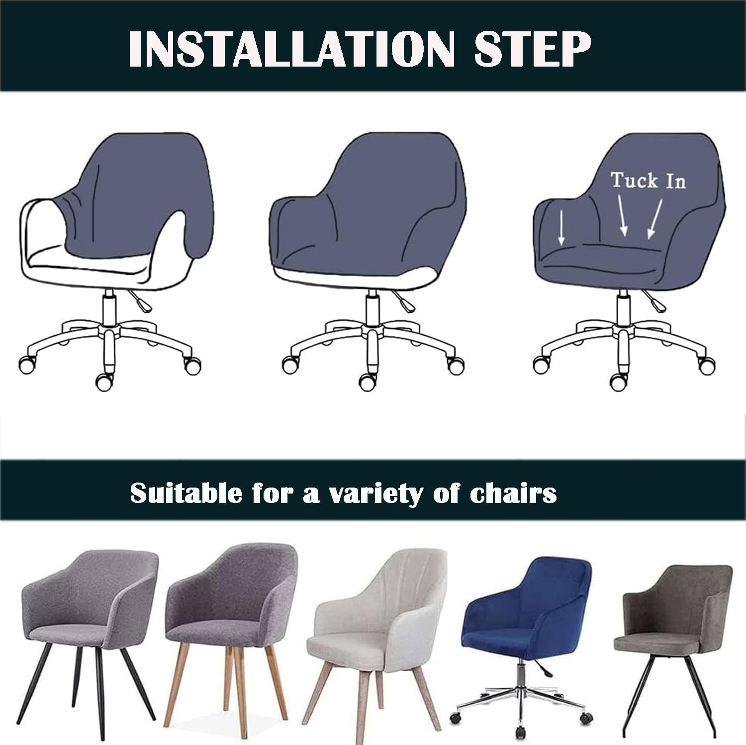 Elasticized Spandex Dining Chair Covers 2Pack Aqua Blue Velvet Slipcovers for Swivel Armchairs Stretch Furniture Protector Easy to Clean Office Sofa Covers
