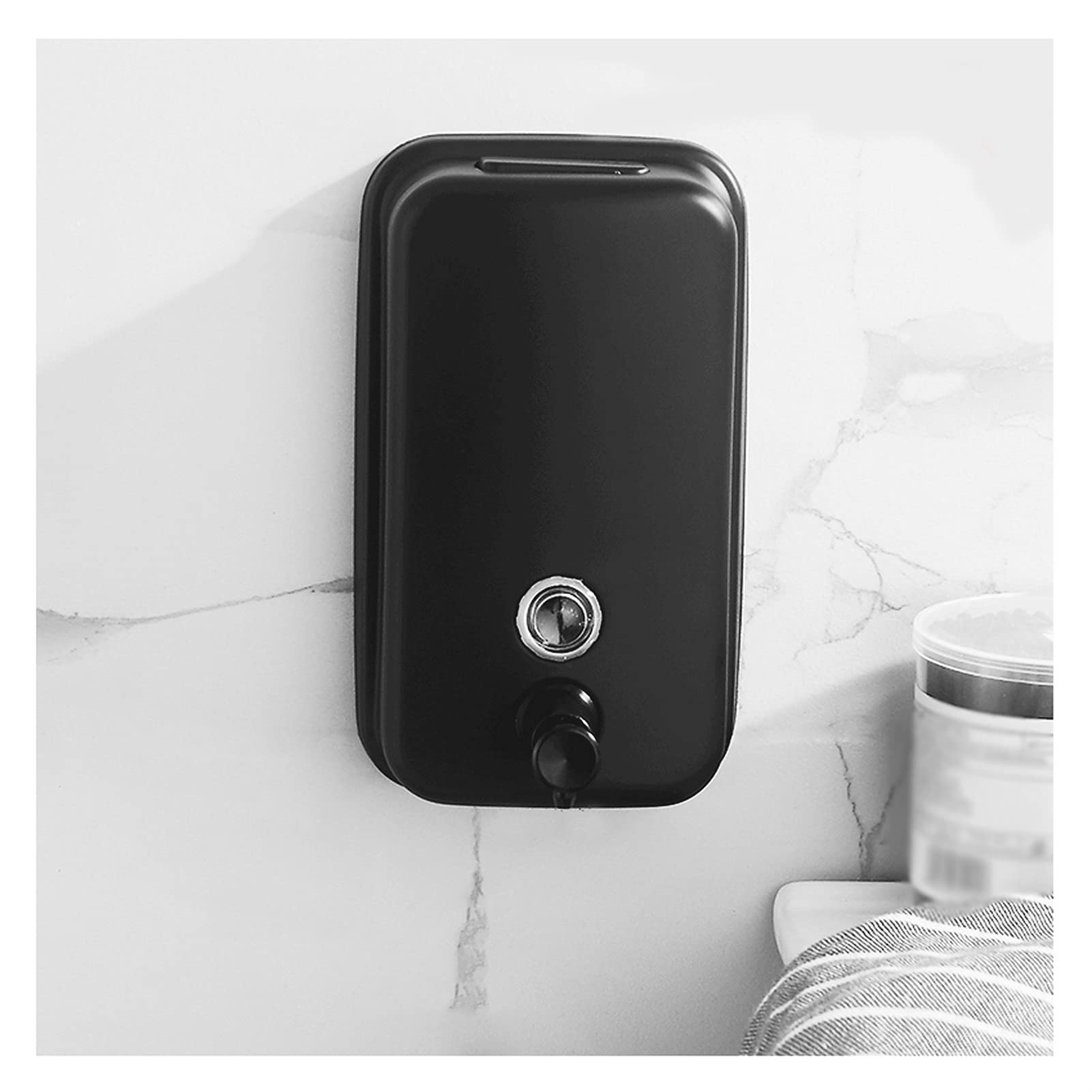dispenser sapone/Dosatori per sapone liquido Dispenser di sapone nero senza punzoni Acciaio inossidabile Manuale Sanitizer Box, opzioni multiple di capacità, commerciale o residenziale Erogatore del S