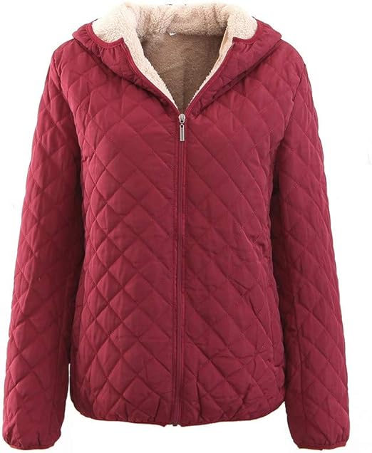 LHWY Plus Size Womens Regular Cotton Suit Zipper Plain Warm Jacket