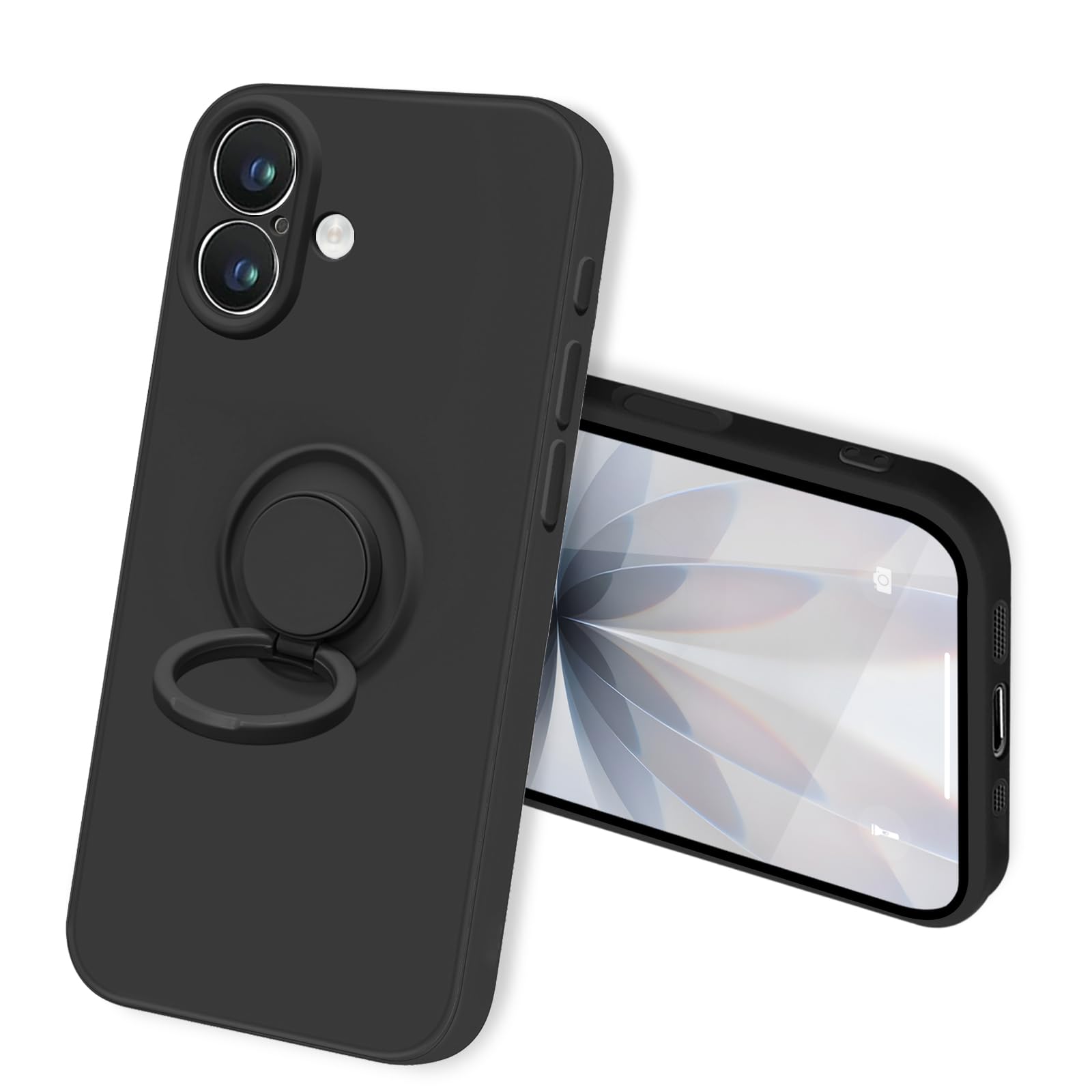 bjnosdv iPhone 17 用 ケース リング付き 360°回転 シリコン 耐衝撃