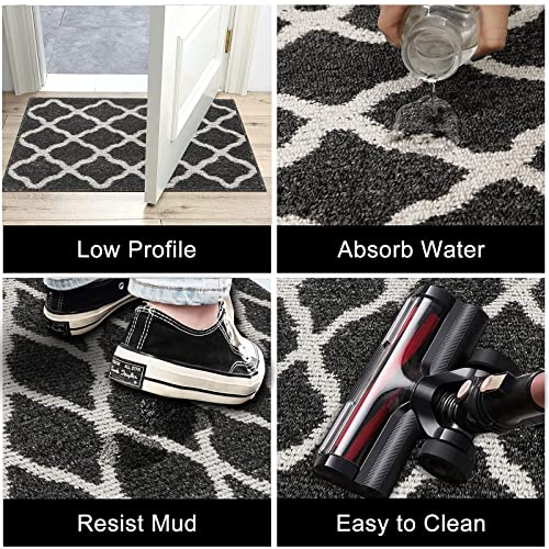 Shacos Long Door Mats Indoor Runner Rug 20"X59" Washable Entryway Rug Runner Non Slip Water Absorbent Doormat Entrance Floor Mat Runner For Home Garage Kitchen Laundry, Black #TOP5
