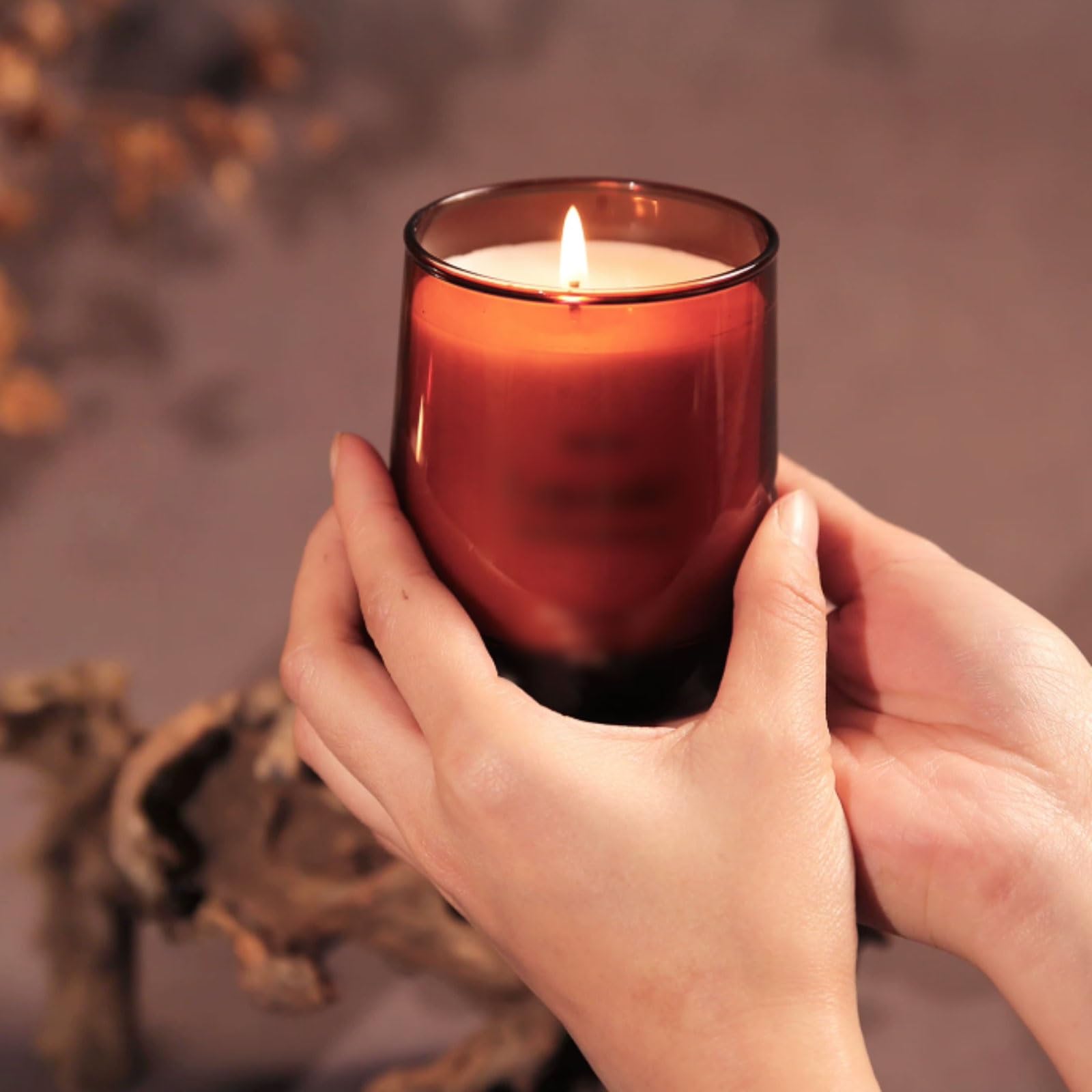 Exquisito Velas de vidrio hechas con cera de soja y aceites esenciales, vela de aromaterapia reutilizable, de larga duración, perfumadas for el hogar meloso
