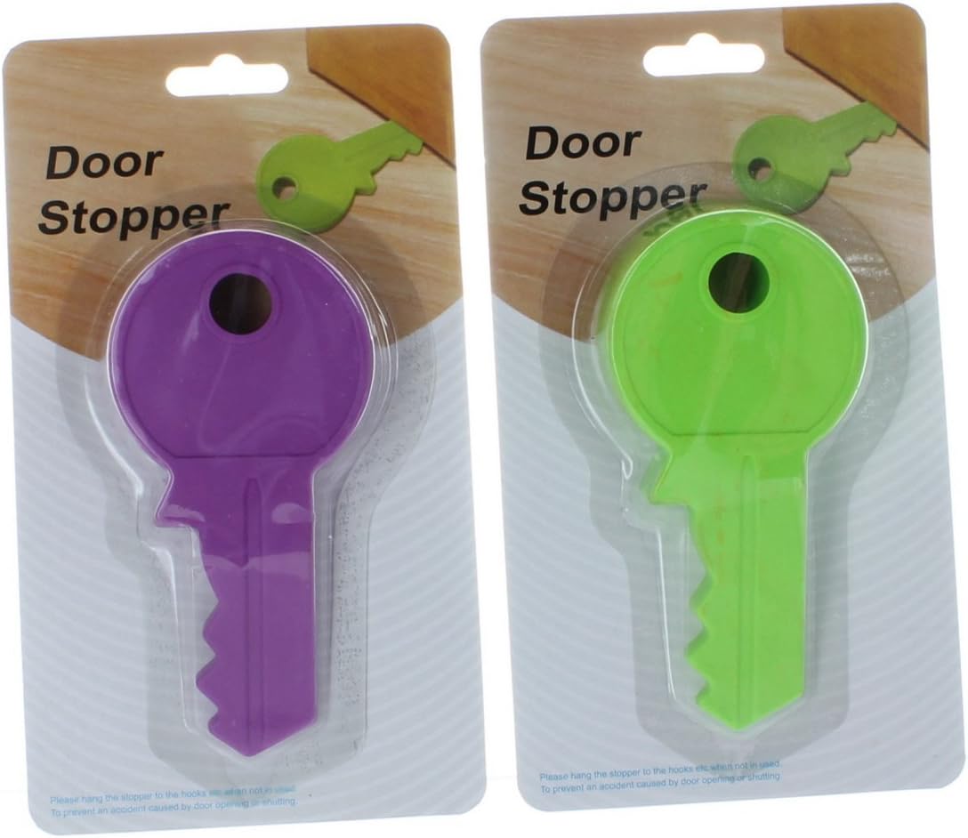 Lot of 2 Key Shaped Rubber Door Stopper Flexible Non