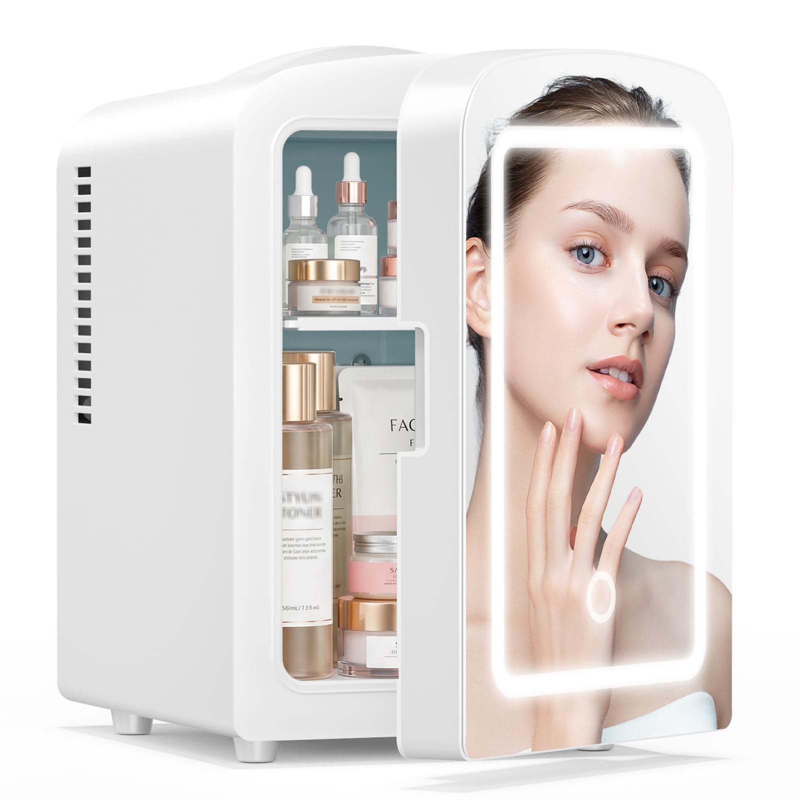 Xbeauty 4L Mini Skincare Fridge With Dimmable LED Mirror