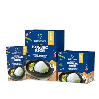 Shirataki Rice, DIET COOKER Konjac Rice 10 Pack Inside, Keto & Vegan Friendly, 9.52 oz, Odor Free, Low Calorie, Zero Net Carbs, Slim Rice Healthy Diet Food