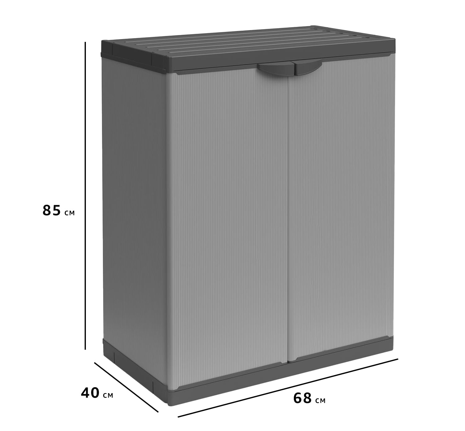 BuyStar Armadio Basso 2 Ante da Esterno 68x40x85h cm Ripiano Interno Maniglie Sistema a Incastro Senza Viti Idrorepellente