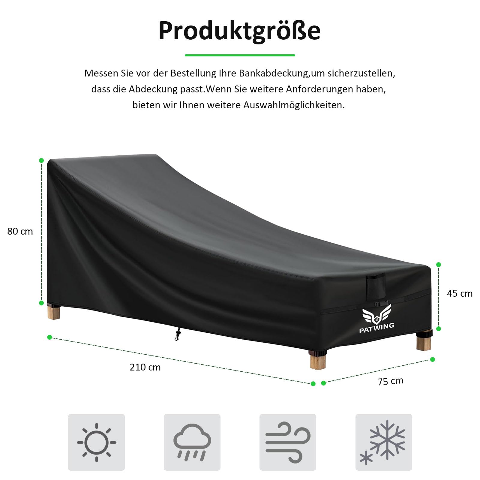 Copertura per Lettini da Giardino, Copertura Sdraio da Esternoo, Copri Lettino da Mare Impermeabile Anti UV, per sedia a sdraio e mobili da giardino (210 * 75 * 45/80cm)
