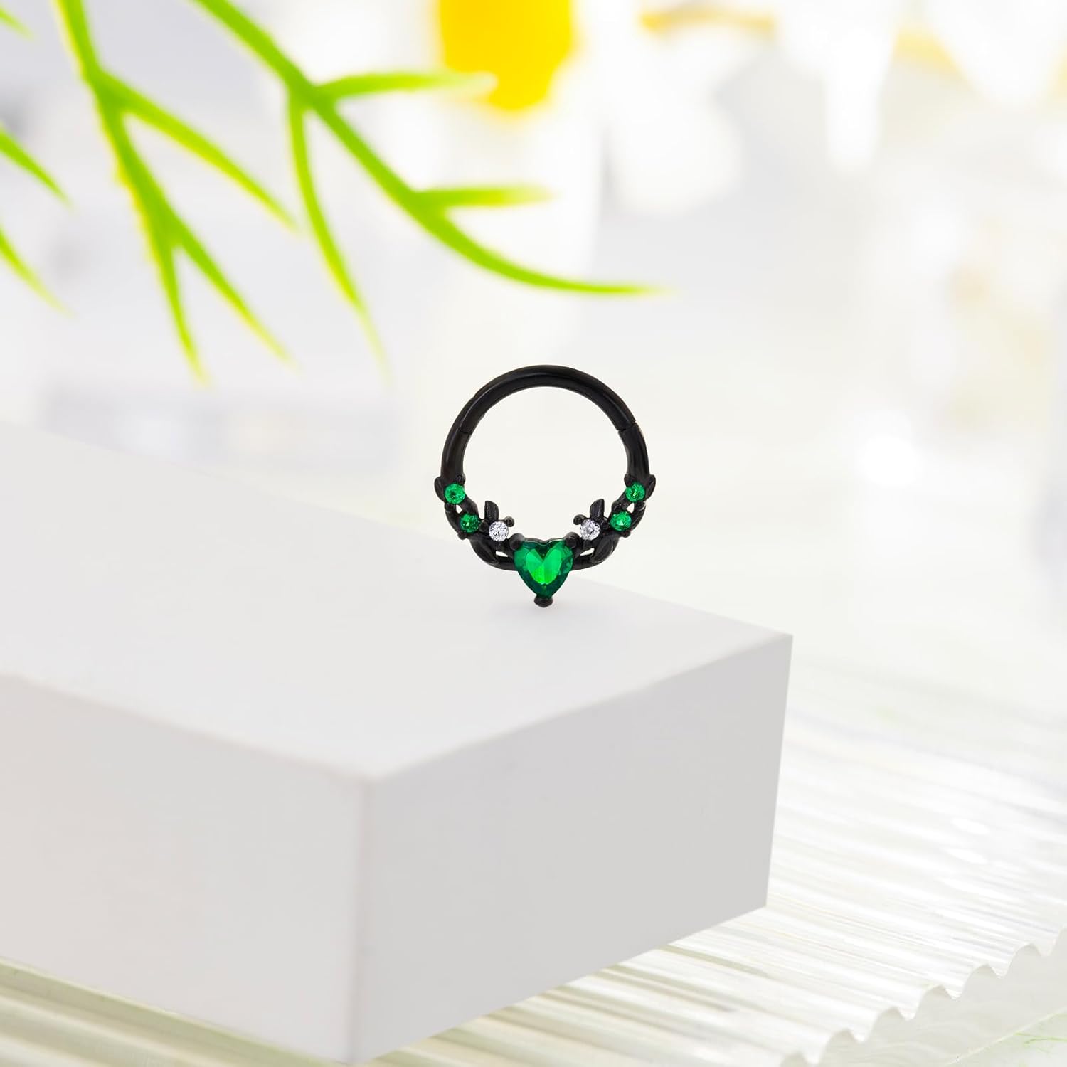 Septum Nose Rings Hoops for Women, 316L Surgical Steel 16G Leaf Cartilage Earrings, Tragus Helix Rook Daith Piercing Jewelry - Image 3