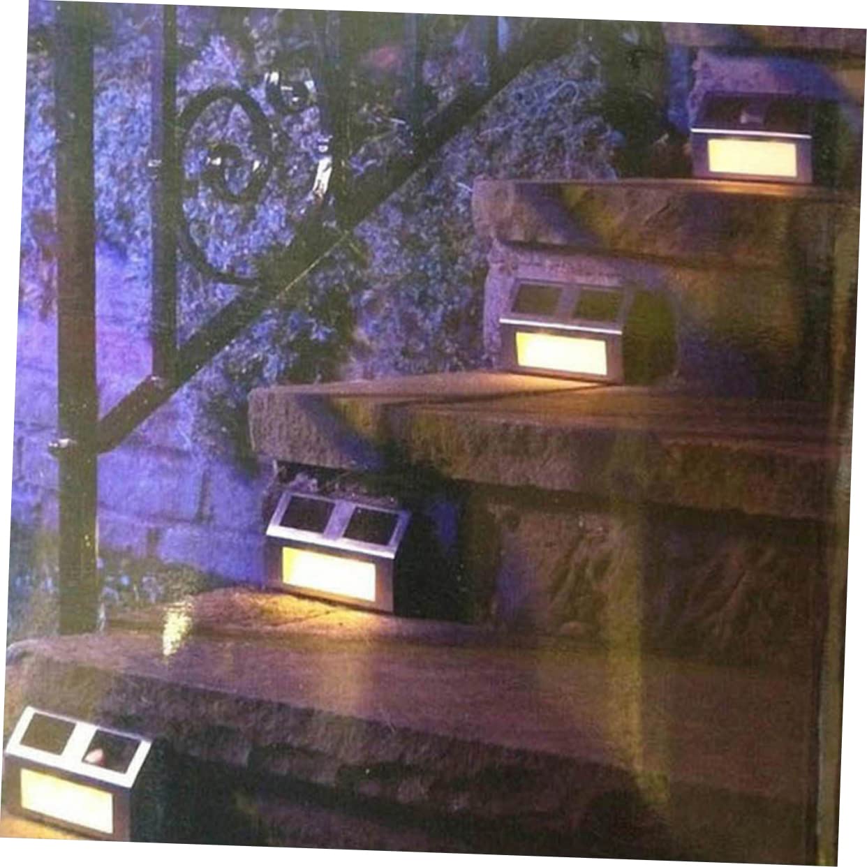 DOITOOL 4Pcs Stainless Steel Solar Wall Light LED Super Bright Solar Powered Security Light for Outdoor Use for Streets Gardens Yards Parking Driveways and Garages White