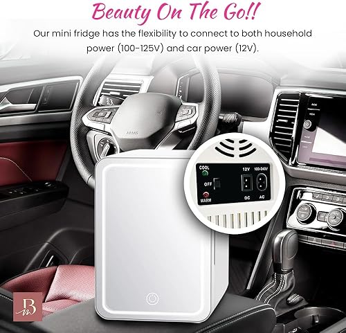 Miniatura 5 de BeautyME Mini refrigerador de belleza con espejo, 4L, enfriador y calentador, refrigerador compacto para cuidado de la piel de belleza, maquillaje,