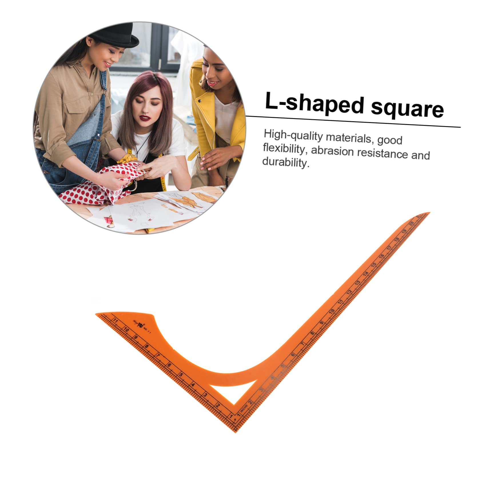 Gatuida Regla de Costura en Forma de L para Confección de Ropa, Plástico Resistente Escala Clara Rebabas para Trabajo Manual y Patchwork
