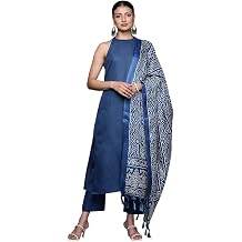 Jaanvi fashion Sleeveless Pure Cotton Kurta Set with Trousers & Dupatta for Women - Comfortable & Stylish Casual Ethnic Wear