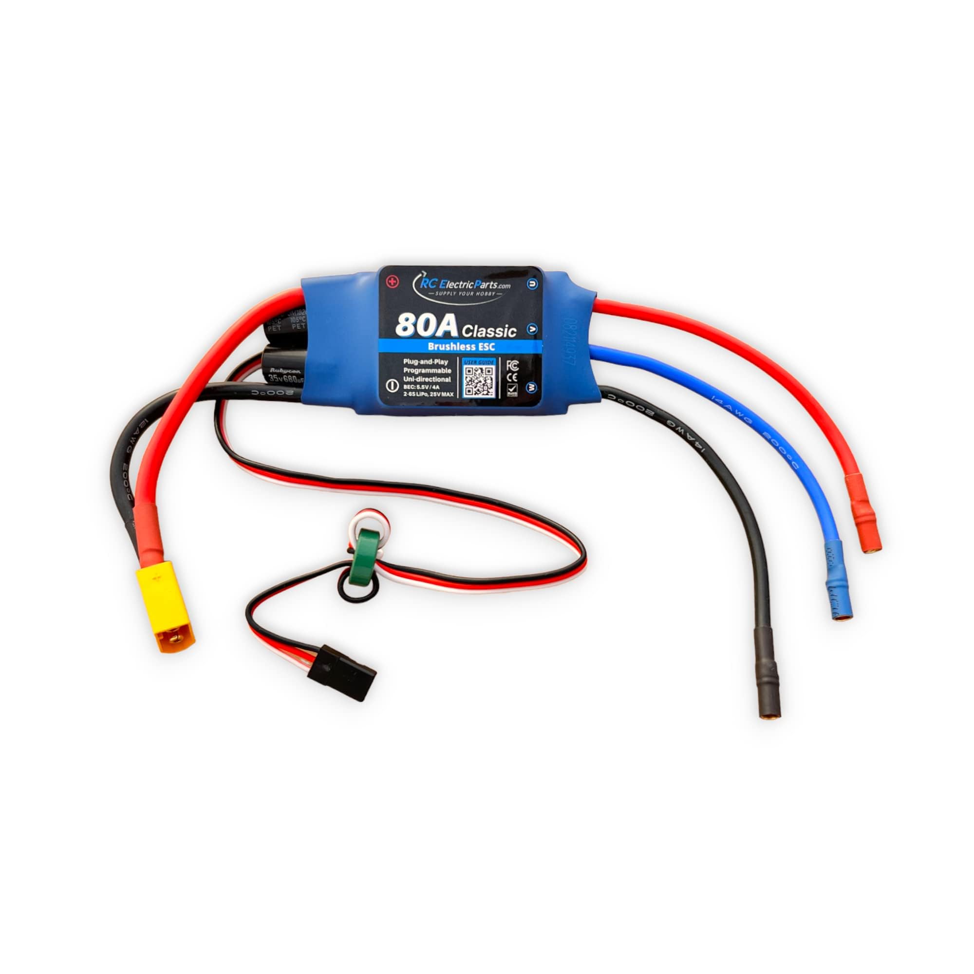 80A RC Electric Speed Controller ESC for Brushless Motors 5.5v 4A UBEC with XT60 & 3.5mm Bullet Plugs
