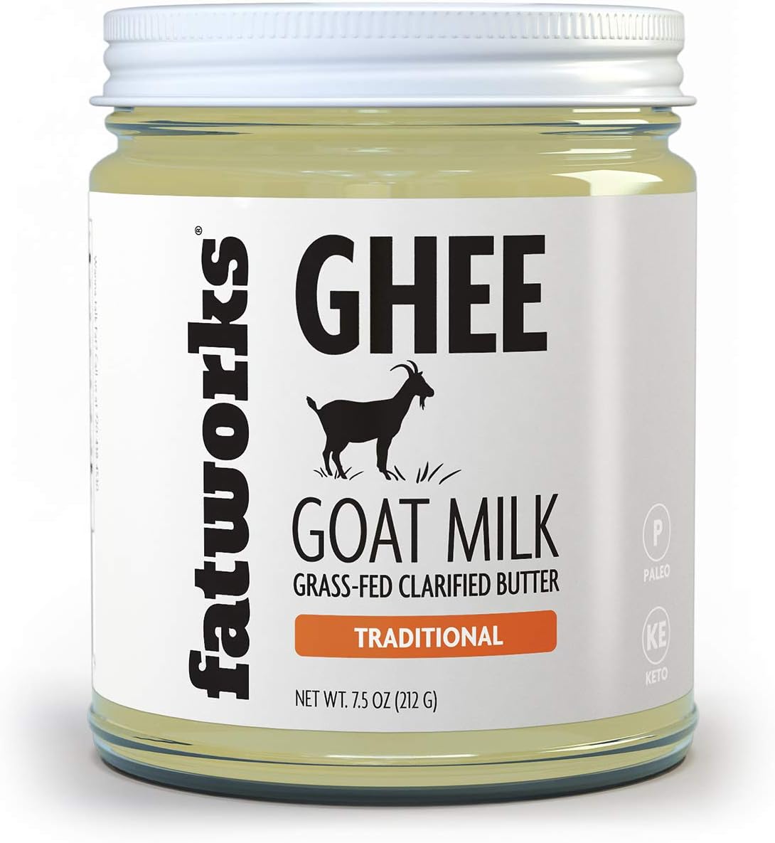 Fatworks Fine Filtered 100% Grass-Fed Goat Milk Ghee, Pasture Raised on Small Family U.S. Farm. KETO, PALEO, WHOLE 30 APPROVED, 7.5 oz.