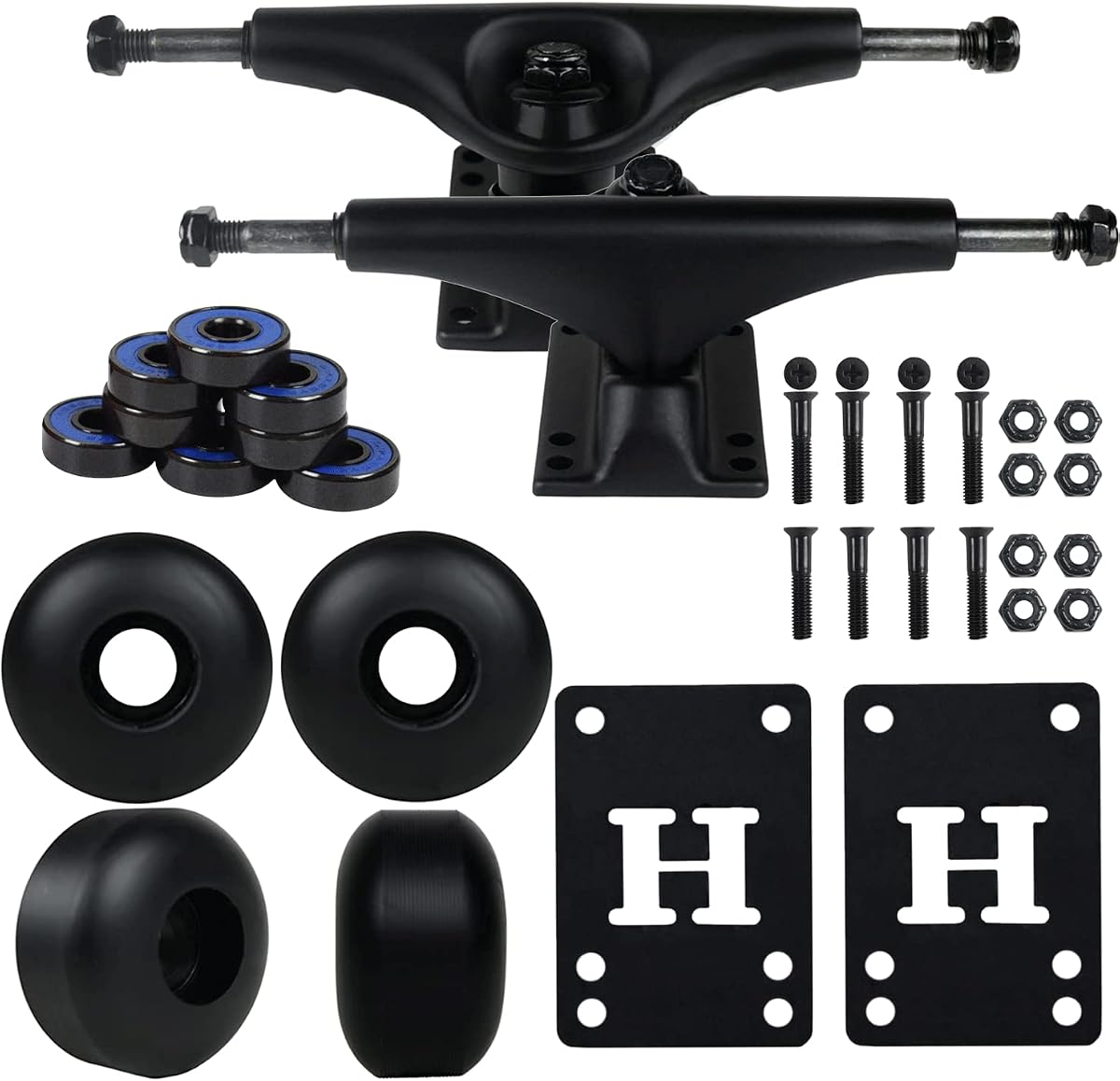 Combo de ejes de skate TGM 5.0 negro/negro + ruedas negras de 52 mm