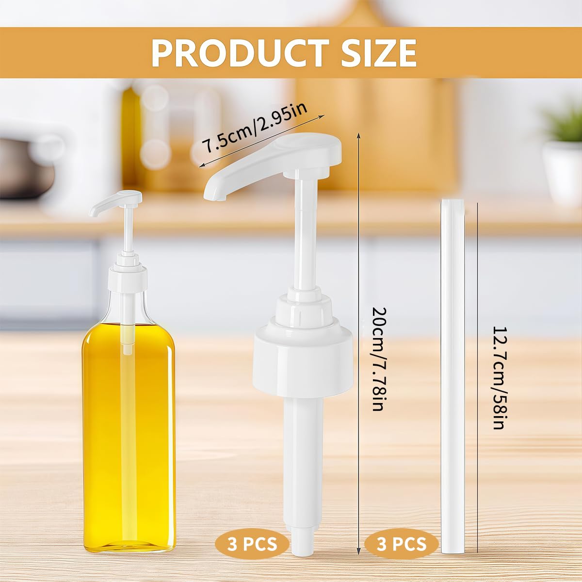 Caffè Dispenser Sciroppo Pompa, 3 Pezzi dosatore miele, dispenser miele, Pompa Per Sciroppo Pompa Dosatrice Per Bottiglie, Pompa Dosatrice Di Ricambio, Attacco Pompa Riutilizzabile