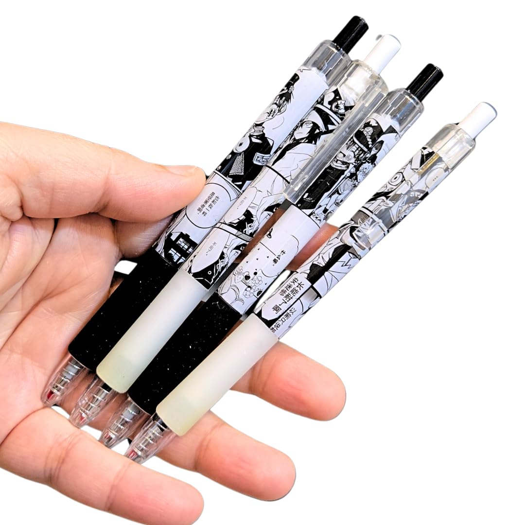 Blue Aura Anime Pen Set of 4 Gel Manga Pen (Black Ink) School College Stationery Gifting Collectible | Manga Set of 4 P-en-image-27