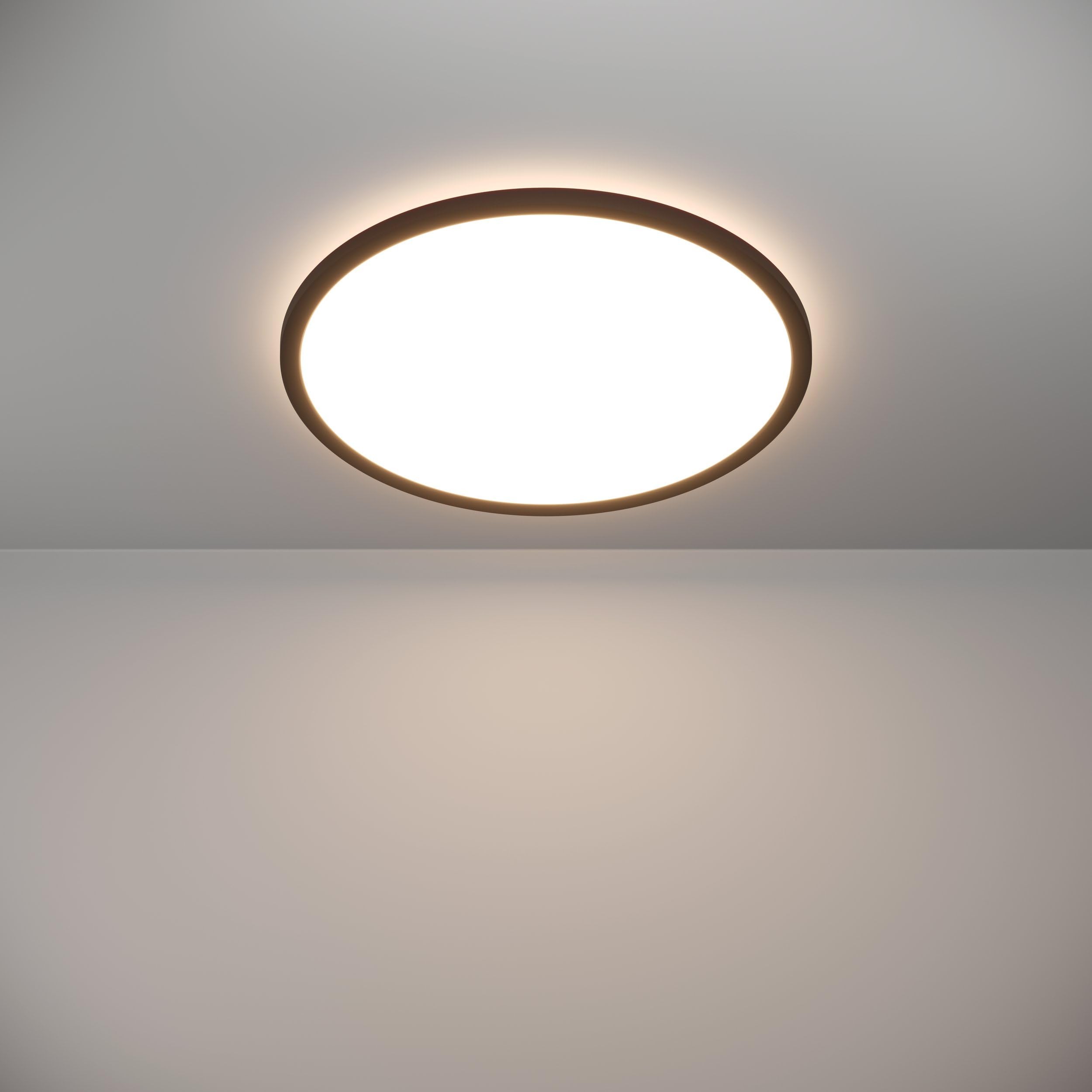 Eglo Rovito Plafoniera a LED, rotonda, per bagno, lampada da soffitto in | plastica di colore nero e bianco, luce bianca calda e fredda, IP44, diametro 50 cm