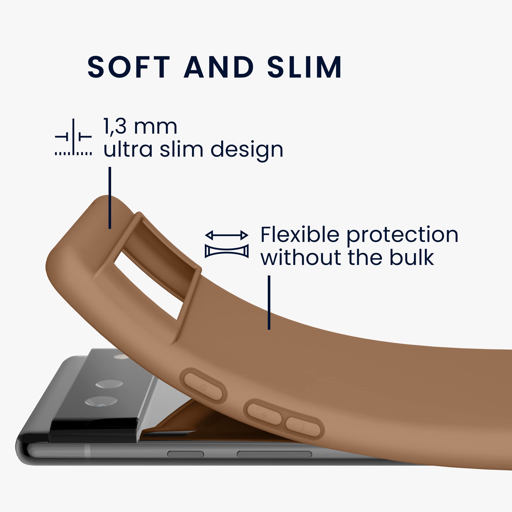 kwmobile Case Compatible with Google Pixel 6 Case - Soft Slim Protective TPU Silicone Cover - Cappuccino - Image 2