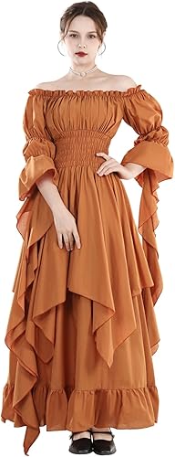 Miniatura 58 de NSPSTT Vestido victoriano, disfraz renacentista para mujer, vestido de bruja gótico, vestido de boda medieval