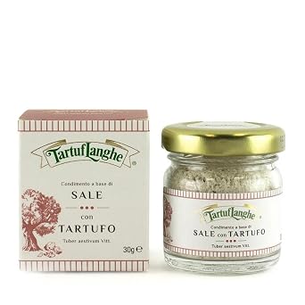 TartufLanghe Black Truffle Salt - Italian Seasoning with Guerande Grey Sea Salt and Real Black Truffle for Meats Eggs Vegetables Potatoes and Appetizers - 1.06 oz Pack of 1