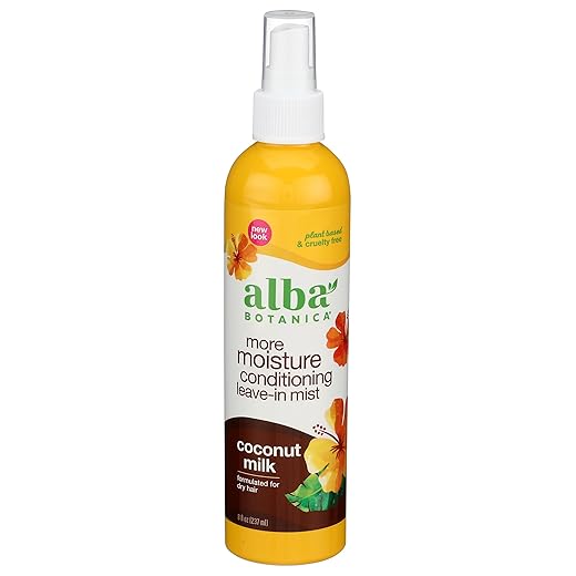 Alba Botanica Mega Moisture Conditioning Leave-In Mist, Coconut Milk, 8 Oz (Packaging May Vary)