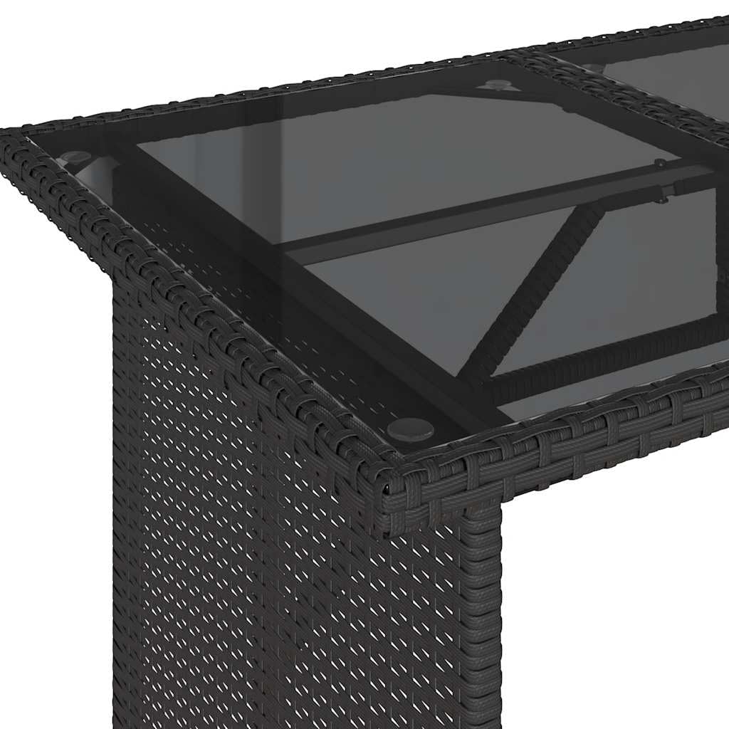 Genérico Mesa de jardín Superficie de Vidrio ratán PE Negro 110x68x70 cm, Mesas de jardín Negro,366350