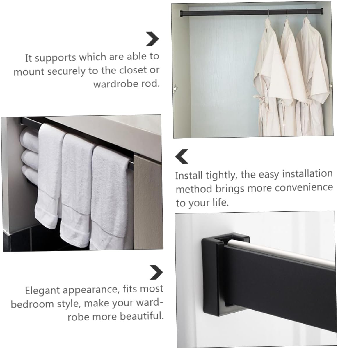 Zerodeko Wardrobe Closet Pole Bracket 10pcs Aluminum Alloy Closet Rod Socket Holders