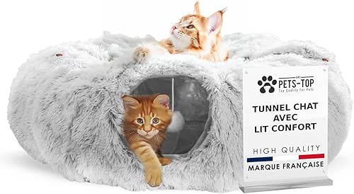 One PETS-TOP Tunnel Chat Rond XXL en Peluche Douce –
