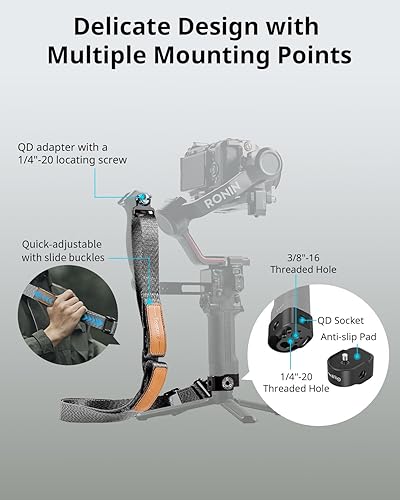 Miniatura 6 de SmallRig RS3 RS2 - Correa de hombro reductora de peso compatible con mango de honda para DJI, cinturón de cardán con hebillas de liberación rápida