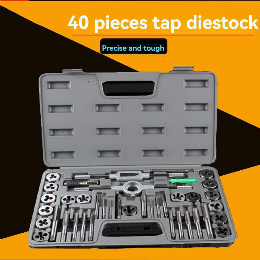 Set di Maschi e Filiere 40 in 1 M3- Kit di Strumenti per Filettatura a Vite a Filettatura in Acciaio Alleato Strumenti Meccanici Professionali Femminile
