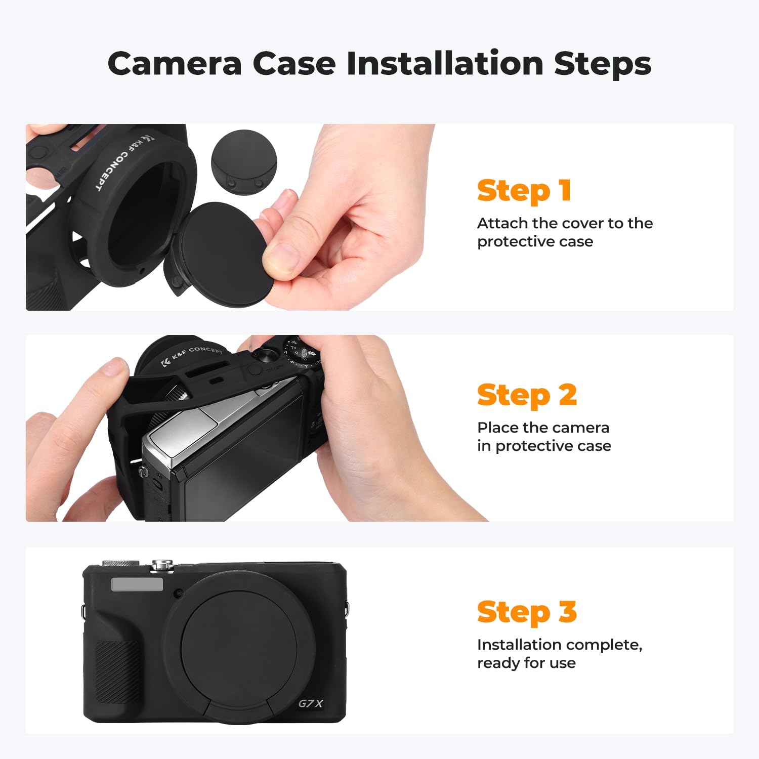 Etui ochronne K&F CONCEPT do aparatu Canon G7X Mark III, czarne, miękkie silikonowe etui do aparatu cyfrowego G7X Mark III z odłączaną osłoną obiektywu, odporne na zarysowania, dopasowane, czarne
