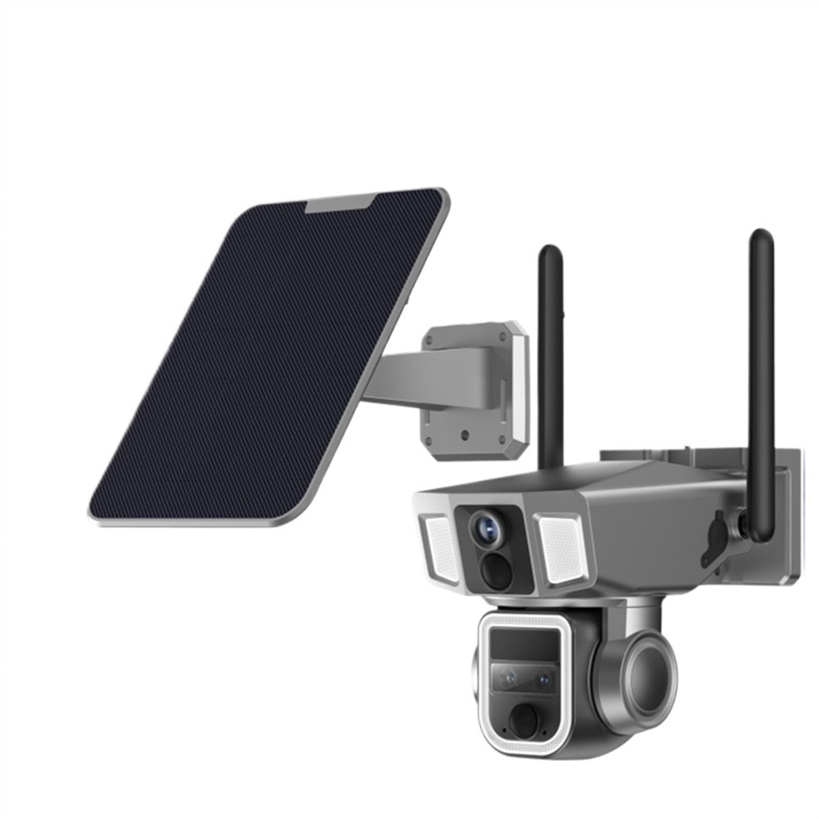 Cámara de Seguridad, Cámara Solar 2 en 1 4G y de Doble Pantalla for Exteriores, 4MP, Tres Lentes, detección PIR Dual, Zoom 10X, cámara CCTV Seguimiento automático(4G WiFi 32GB Card)