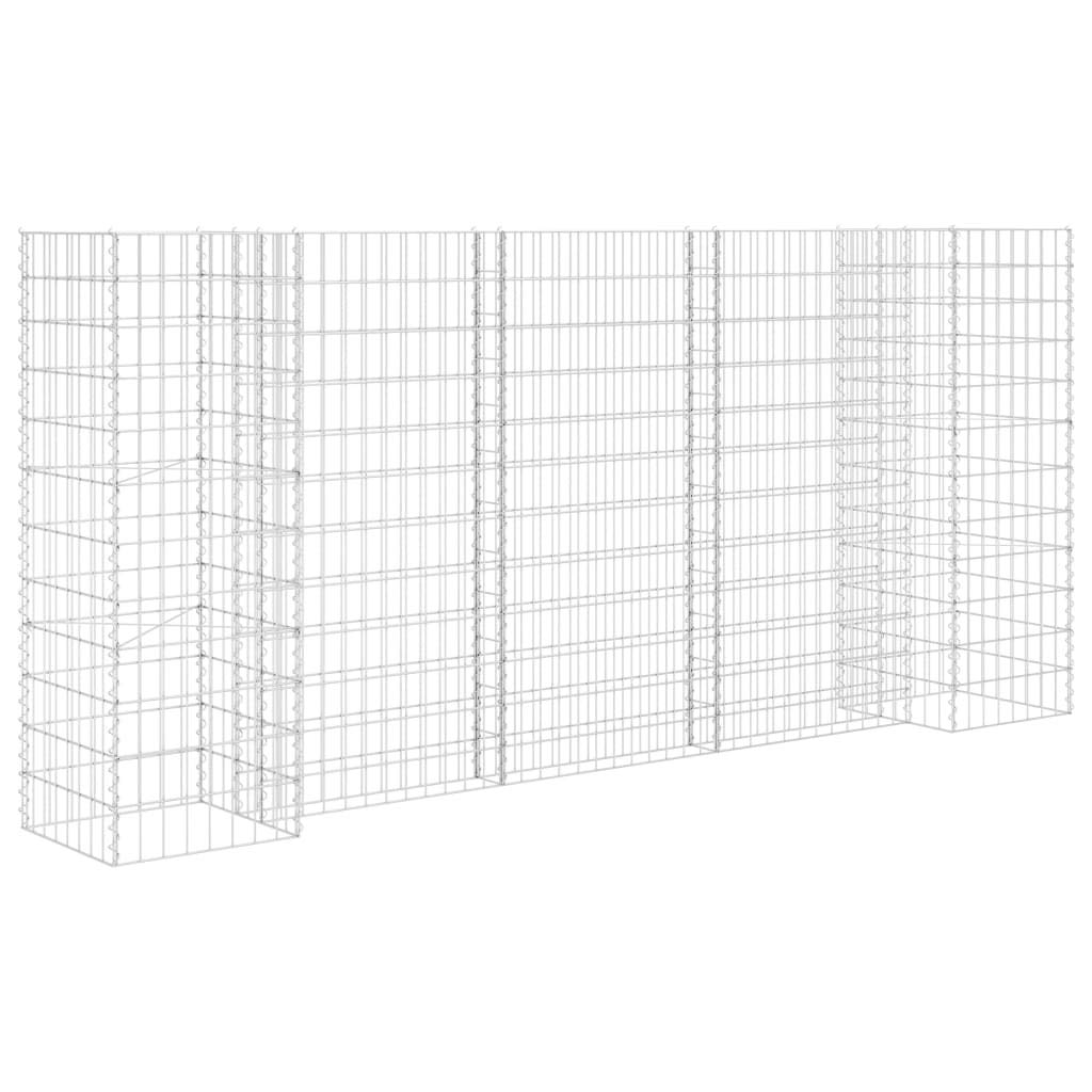 Macetero para gaviones de 260 x 40 x 120 cm, cesta de alambre de acero estable para bancal elevado y parterre, rejilla de malla soldada inoxidable, fácil de montar