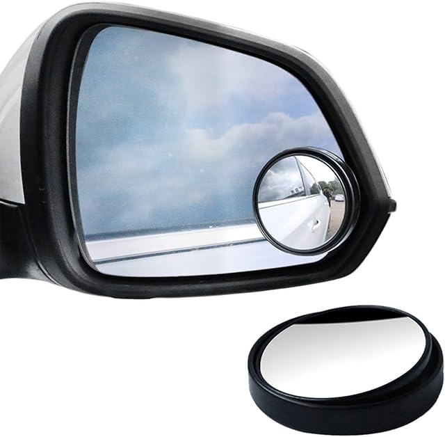 Blind Spot Mirrors, Black Round Shape Parking Mirrors for Car 360°Rotatable Waterproof Convex Blind Spot Stick-On Side Mirror Car Accessories(2 pcs)