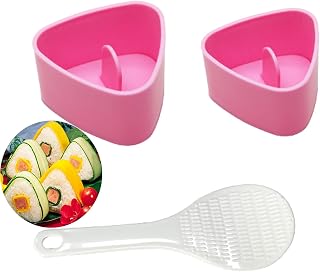 Triangle Onigiri Sushi Mold Press Molds Non Stick Sushi Making Kit 1 Each Large & Small DIY Rice Ball Maker Mold Sets, Sushi Bento Nori Seaweed Kitchen Rice Ball Mold DIY Kitchen Gadget, Pink