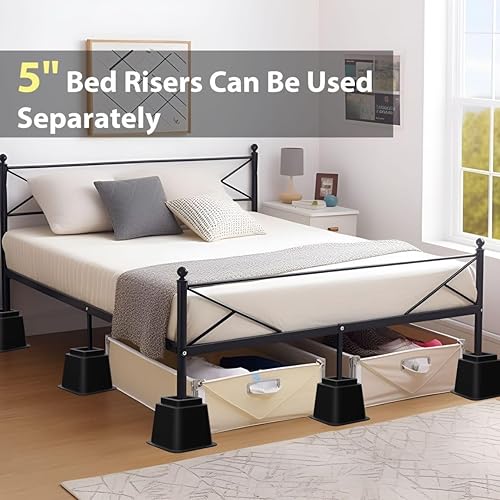 Miniatura 3 de TomGear Elevadores de cama de 8 pulgadas, elevadores de cama resistentes en alturas de 3, 5 u 8 pulgadas, elevadores apilables para sofá, silla,
