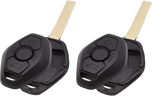 X AUTOHAUX 2 unids 3 botones sin cortar insertar llavero caso control remoto carcasa carcasa reemplazo para BMW 1 3 5 6 7 Series E38 E39 E46 E60 E61