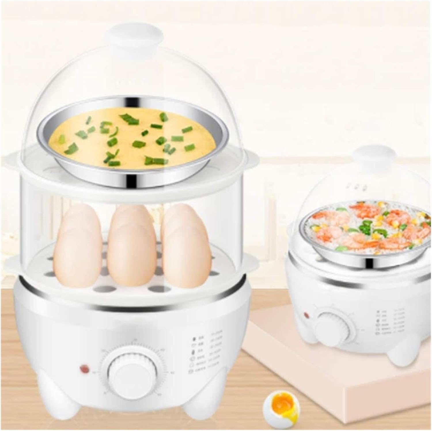 Electric Egg Cooker Boiler Rapid Egg-Maker Poacher Food Vegetable Steamer Quickly Makes 7 Eggs Hard or Soft Boiled Poaching and Omelet Trays Included