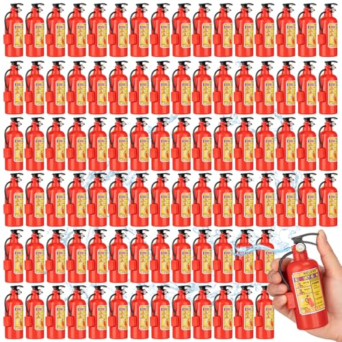 Leitee 90 Pcs 4 Inch Fire Extinguisher Squirt Toys Realistic Firefighter Toys Fireman Fun Squirters for Party Favors Summer Gift Swimming Pool Beach Outdoor Cosplay Props Boys Girls