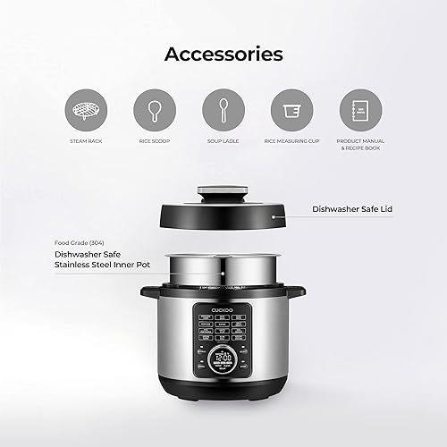 Miniatura 8 de CUCKOO Olla a presión 10 opciones de menú: vaporizador, cocción lenta, salteado, gachas de avena y más, pantalla LED fácil de usar, olla interior de