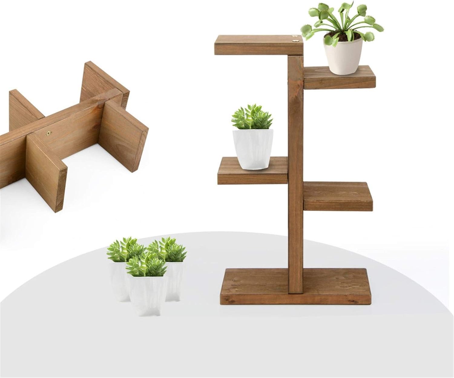 Storage Rack, Mini Plant Stand,Small Stool Display Wood Tiered Succulent Planter Stand for Indoor Outdoor Home Office Decorative(E)