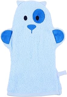 Loofah Glove 1Pcs Bath Mitt Washcloths Glove Bath Mitts with Cute Dog Pattern Animal Style Cotton Towel Gentle Scrub for Bath and Shower Bath Sponge