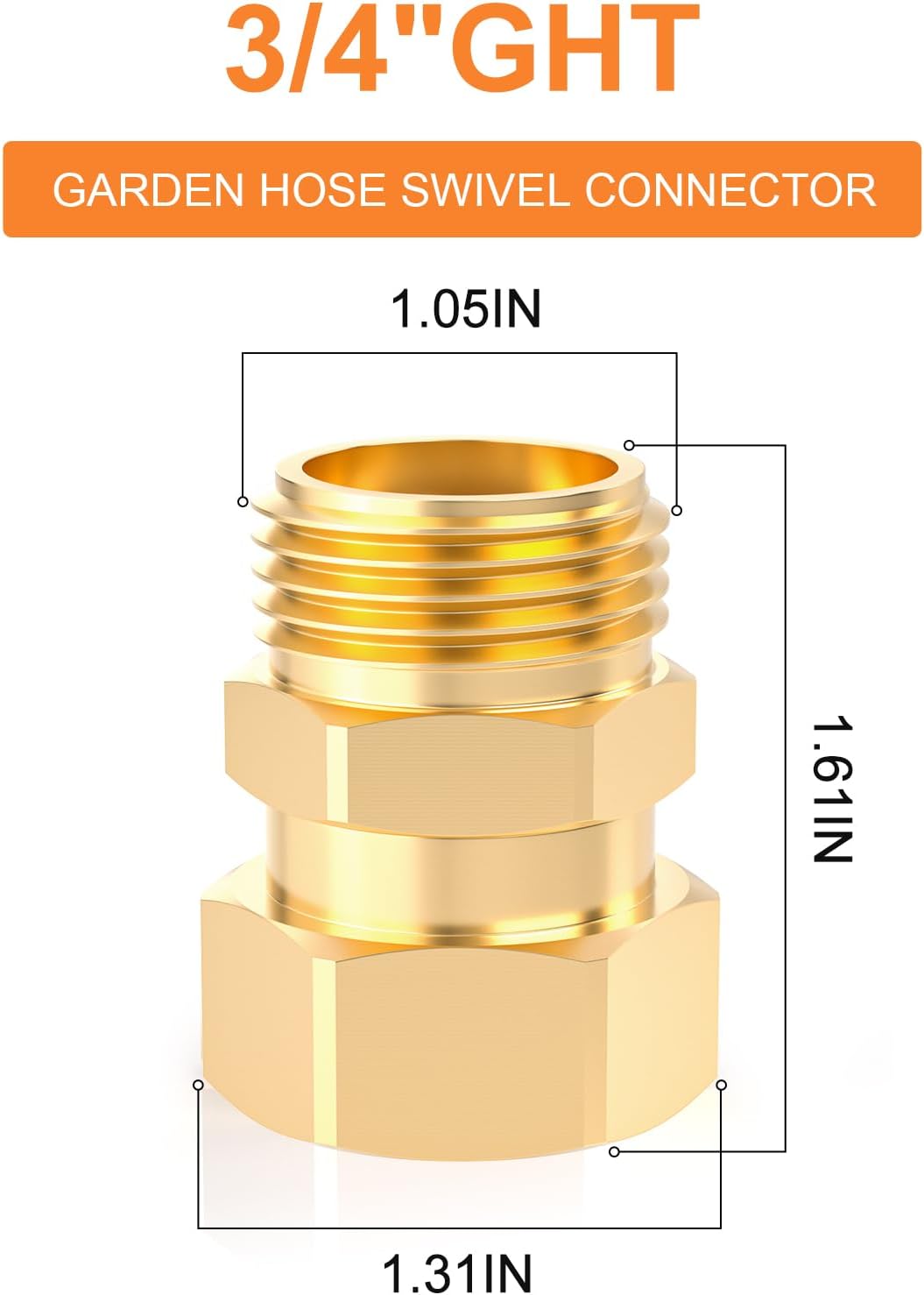 GASHER 5Pcs Garden Hose Swivel Connector, 360 Degree Male to Female Hose Adapter, 3/4GHT Garden Hose Swivel Fitting for Outdoor Watering Tasks