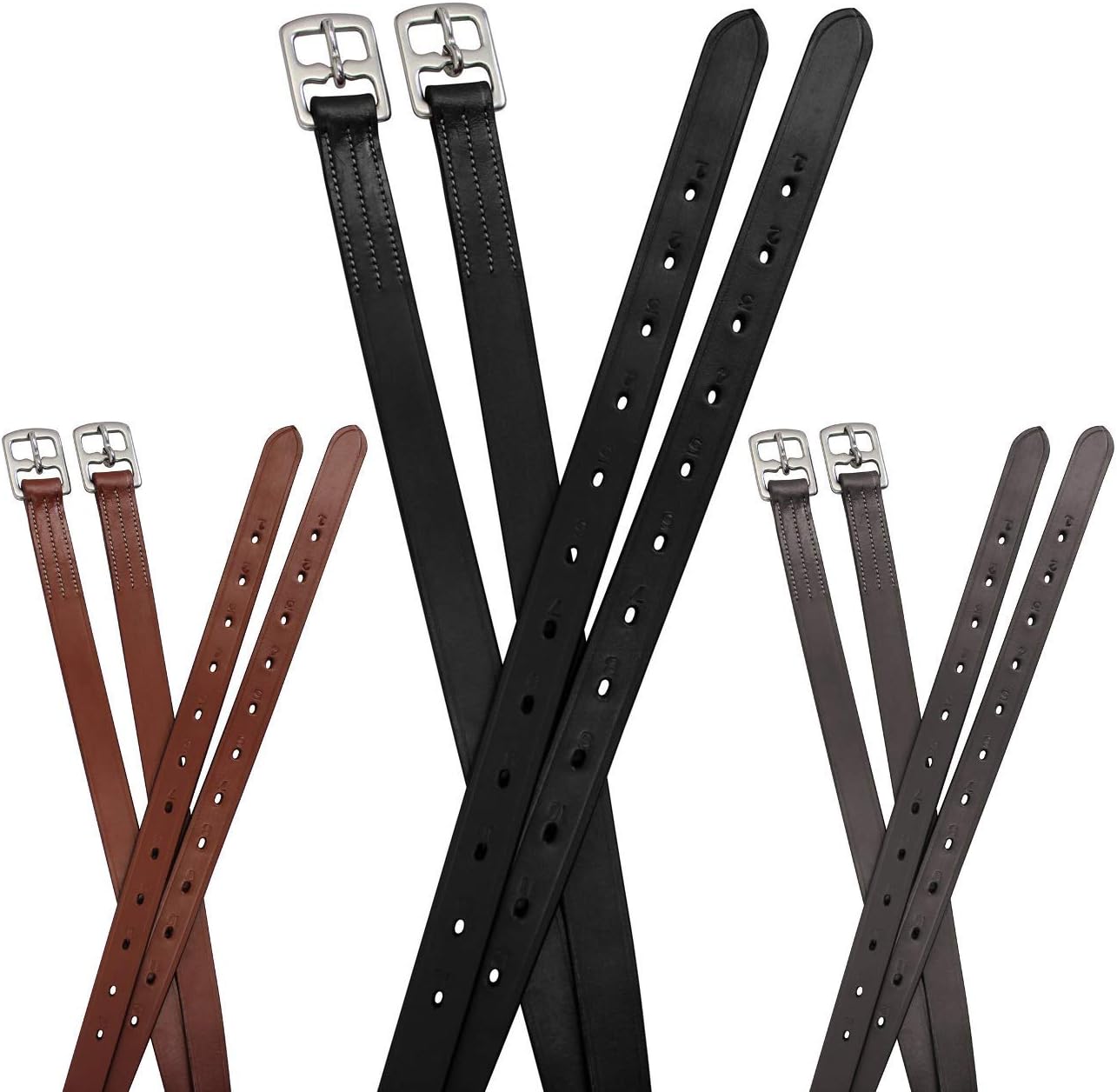 Soft Leather Stirrup Leathers with Stainless Steel Hardware, These 1" Wide Leathers Come with a One-Year Warranty.-Pair