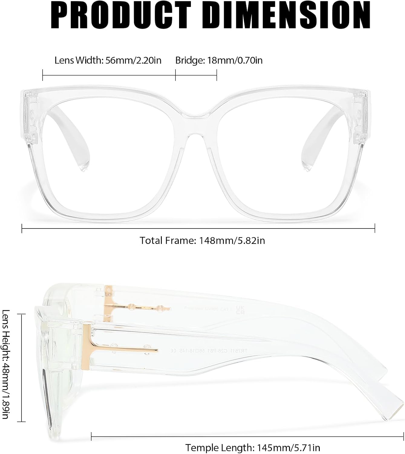 LVIOE Fit Over Blue Light Filter Glasses for Women Men, Oversized Blue Light Blocking Glasses to Wear Over Eyeglasses LB7511 - Image 3