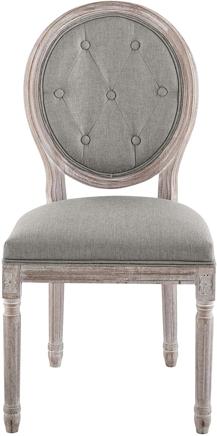 Arise Vintage French Upholstered Gray Wood Side Chair